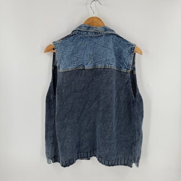PBJ Blues Denim Knit Vest Size XL Western Y2K Vintage Layering Top - Picture 2 of 9